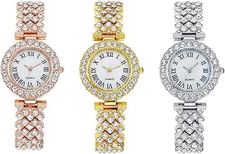 3Pcs Women Wholesale Watches Elegant Diamond Bangle Bracelet Analog Quartz Wrist Watch