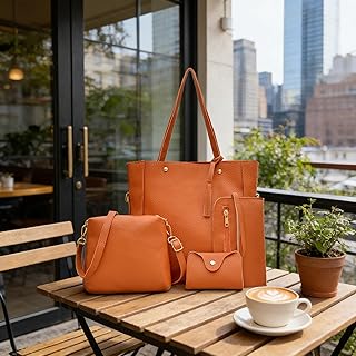 4PCS Women Fashion Handbags Purses Wallet Shoulder Bags Casual Tote Bag Crossbody Bags, Handbag Set Gift for Ladies