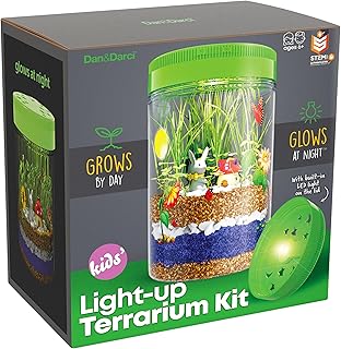 Dan&Darci Light-Up Terrarium Kit for Kids - STEM Science Kit - Educational DIY Toy for Boys & Girls - Birthday Gift - Craft Project Idea for Ages 6 7 8 9 10 11 12 Year Old - Craft for Boys