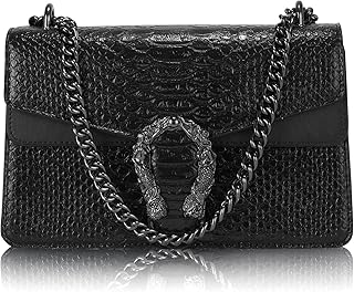 Crossbody Bag and Satchel Purse for Women - Fashion Snake Print Chain Purse Luxury PU Leather HandBag