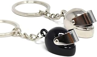 2-Pack Motorcycle Helmet Keychains – 3D Mini Helmet Keyring Set, Black & Silver, Cool Gifts for Bikers, Car Lovers, Birthday & Holiday Gift Ideas