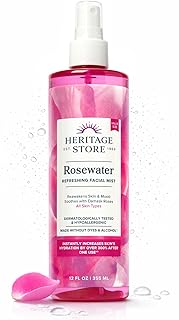 HERITAGE STORE Rosewater - Refreshing Face Mist with Damask Rose, All Skin Types - Hydrating Rose Water Spray for Glowing Skin Care - No Dyes or Alcohol, Hypoallergenic, Vegan, 60-Day Guarantee, 12oz
