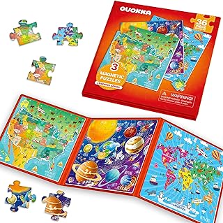 QUOKKA Magnetic Puzzles for Kids Ages 4-6 – 36 Pieces Sudoku Toddler Puzzles Ages 2-4 – Travel Games for Kids 3-5 – Map USA Space World Toddler Travel Toys – Car Airplane Road Trip Games for Childrens