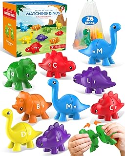 Walenty 26PCS Dinosaur Alphabet Learning Toys for Toddlers Kids 3-5, Montessori Educational Toys Gifts for 3 4 5 Year Old Boy Girl, Preschool Learning Activities, Double Sided ABC Matching Game