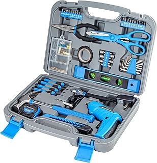 CARTMAN 149 Piece Tool Set General Household Hand Tool Kit with Cordless Screwdriver Blue