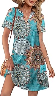 Summer Dresses for Women Casual V Neck Wedding Guest Dress Hawaiian Midi Dress Fashion Beach Vacation Clothes