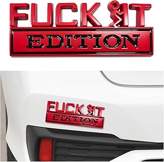 povtii Fuck IT Edition Car Decals, Personalized 3D Metal Badges for Trunk Tailgate Fenders, Universal Decorative Emblems for Motorcycle, Rear Windows, Luggage, Car Accessories (Red & Black)