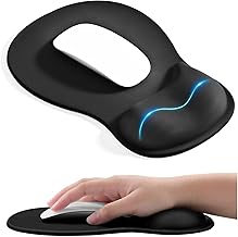 EooCoo Ergonomic Mouse Pad with Gel Wrist Rest Support, Middle Concave Design for Natural Wrist Alignment, Non-Slip Base Mousepad for Laptop, Computer, Office Desk Accessories, Carpal Tunnel Syndrome