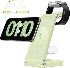 RYND 2026 Traveling Wireless Mag-Safe Fast Charging Station,Magnetic 3 in 1 Charger with Light for iPhone 16 15 14 13 12 Pro Max Plus,Apple Watch Series & Air pods 4 3 2 Pro-Gifts for Wife & Husband