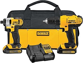 DEWALT 20V MAX Cordless Drill and Impact Driver, Power Tool Combo Kit , Includes 2 Batteries, Charger and Bag (DCK240C2)