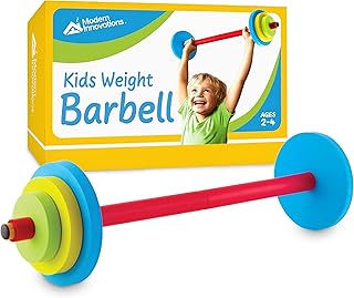 Modern Innovations Kids Barbell Weight Set, Toy Workout Equipment, Kid Weights for Exercise, Toddler Fun & Fitness (Colorful)