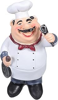 Resin Chef Statue Figurine American Country Style Kitchen Home Decor Collectible Ornament for Restaurant Countertop and Housewarming