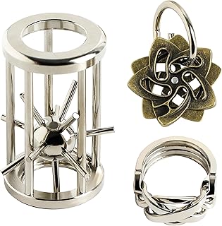 Metal Brain Teasers Puzzles Kit - 3 PCS Alloy Unlock Interlock Cast Coils Puzzle Game Toys for Adults Mind IQ Logic Test Disentanglement Games Office Supplies WP12