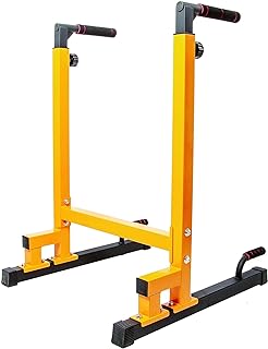 BalanceFrom Steel Frame Dip Station with Adjustable Height, 500 Pound Weight Capacity – Upper Body Workout Home Gym Equipment for Triceps, Push & Pull Ups, Leg Raises, and Bench Press