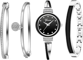 Bangle & Bracelet Set, 4 Pcs Wrist Watch & Bracelet Set Elegante for Women