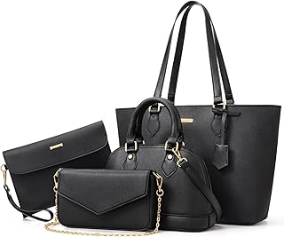 4PCS Women Fashion Handbags Purses Wallet Shoulder Bags Casual Tote Bag Crossbody Bags, Handbag Set Gift for Ladies Girls