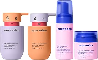 Evereden Kids Routine Bundle - Detangling Shampoo and Conditioner + Multi-Vitamin Face Wash and Face Cream for Kids 3+