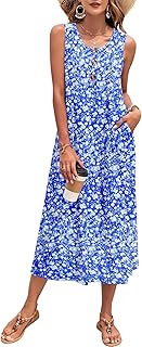 Women's Summer Maxi Dress 2026 Sleeveless Button Down Casual Loose Long Beach Sundress Travel Vacation Outfits