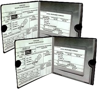 ESSENTIAL Car Auto Insurance Registration BLACK Document Wallet Holders 2 Pack - [BUNDLE, 2pcs] - Automobile, Motorcycle, Truck, Trailer Vinyl ID Holder & Visor Storage - Strong Closure On Each -