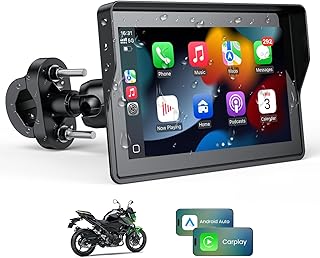 WonVon 5 Inch Motorcycle Carplay GPS Navigation System with Apple Carplay and Android Auto Portable Screen with Dual Bluetooth, Navigation, Siri, Google Assistant（Not Inchluded TPMS）