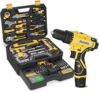 Tool Kit Box Drill Set with 12V Power Cordless Drill 299-Piece Tool Kit for Home Tool Set Storage Case with Drawer General Household Drill Set for Home Mechanics Repairs Men & Women, DIY