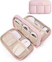 BAGSMART Electronics Organizer Travel Case, Cord Storage for Chargers Cables Phones, Compact Tech Accessories Pouch, Pink