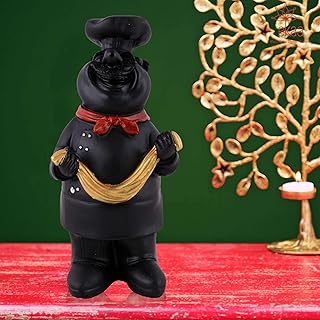 VV Elegance Resin Cute Chef Showpiece Miniature Statue for Kitchen Decoration Figurine for Home Decor, Dining Room, Living Room, Bedroom, Office, Gift (Black)
