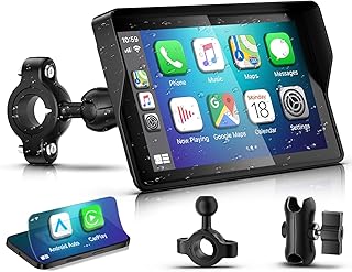 2026 YZW GPS Carplay 5 inch for Motorcycle with Wireless CarPlay & Android Auto, IP69K Waterproof Touch Screen, GPS Navigation, Supports Bluetooth, Siri/Google Voice Control, Custom Boot Logo, Bracket