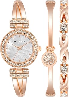 Women's Premium Crystal Accented Bangle Watch and Bracelet Set