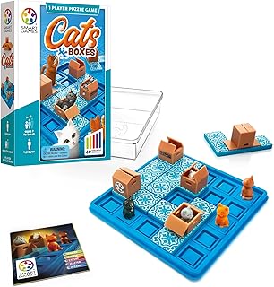 SmartGames Cats & Boxes Logic Puzzle Game with 60 Challenges for Ages 7+