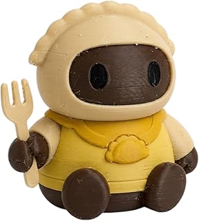 Pierogi Dumpling Chef Robot Collectible Figurine with Fork - Fun Kitchen Shelf Decor for Food Lovers - 3D Printed in Canada
