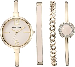 Women's Bangle Watch and Premium Crystal Accented Bracelet Set