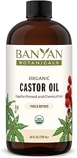 Banyan Botanicals Organic Castor Oil – Pure and Refined Castor Oil – for Face and Skin Care, Hair Care, and Natural Beauty – 24 oz – Non GMO, Hexane Free, Vegan, and Cruelty Free