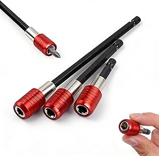 3 Pack Magnetic Drill Bit Extension, Bit Holder for Drill, High-Carbon Steel, Professional Tool Accessories for Home Improvement, 2.36"/3.93"/5.90", Red