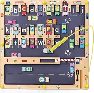 Scuwtocn Wooden Magnetic Alphabet Maze Letter Puzzle, Montessori Fine Motor Skills Toys for Boys Girls 3 4 5 Years Old, ABC Learning Toys for Kids Age 3+, Christmas, Birthday Present