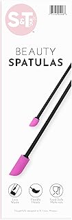 S&T INC. Makeup Spatula, Large and Mini Silicone Spatula Set for Cosmetics, Shampoo, Hair Care, and Skin Care Products, 2 Piece Set, Black/Pink
