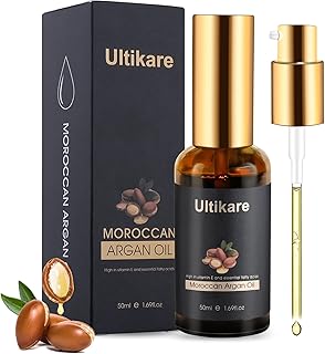 Ultikare Hair Oil, Argan Oil for Curly, Dry and Damaged Hair, Essential Oil Helps Shiny, Smooth, Repair Serum for All Hair Types, Natural Skin Care - Massage Treatment 1.69fl.oz