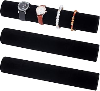 UNICRAFTALE 3Pcs Velvet Jewelry Roll for Brackets Bangles Watches 30cm Removable Jewelry Roll Travel Necklace Organizer Black Bracelet Organizer for Display and Storage Travel