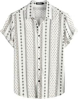 Mens Casual Short Sleeve Button Down Shirts Regular Fit Hawaiian Summer Shirt