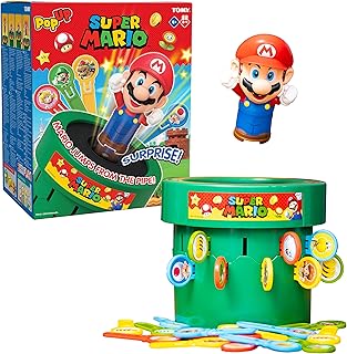 TOMY Pop Up Super Mario Game - Activities for Indoor Recess or Family Game Night - Officially Licensed Super Mario Toys for Kids - 2-4 Players - Ages 4 Years and Up