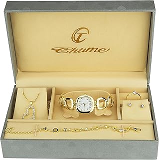 Gift Set Women's Watch gold- Jewelry set- Necklace-Ring- Earrings - Band