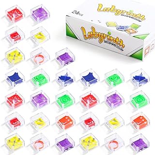 24 Pcs Balance IQ Maze Game，Mini Maze Cube Puzzle Box 3D Brain Maze Toy Puzzles Party Favor Games, Ideal Prizes Gifts for Kids and Adults