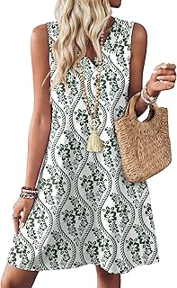 Summer Dresses for Women 2026 Beach Vacation Clothes Sundresses for Women Hawaiian Boho Dresses Mini Tank Dress Sleeveless Graduation Wedding Guest Cocktail Cruise Travel Western Outfits M