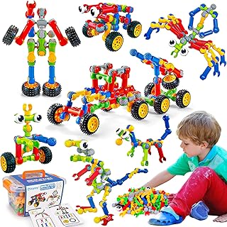 Kids STEM Building Toys for 3 4 5 6 7 8+ Year Old Boy Girl Birthday Gift, 125 Pcs Preschool Classroom Educational Building Blocks Stem Kits Activities Ages 3-5 4-8 5-7 6-8 Engineering Creative Games