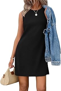 Casual Dresses for Women Crewneck Sleeveless Tank Dress Summer Spring Boho Vacation Clothes