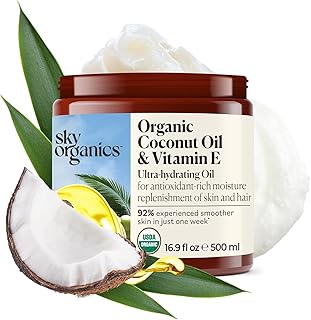 Sky Organics - Organic Coconut Oil & Vitamin E, 16.9 fl oz - Skin & Hair Ultra-Hydrating Oil - Fatty Acids & Antioxidants - Natural, Vegan & Cruelty Free - Skin Care & Hair Care