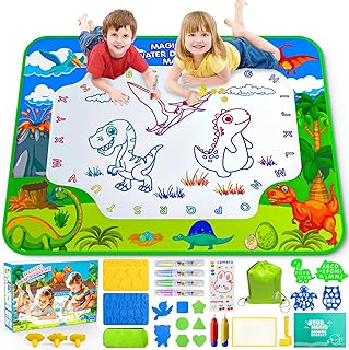 Water Doodle Mat, 40 x 32 Inch Mess Free Drawing Mat, Educational Toy for 3 4 5 6 7 8 Years Old Boys Girls, Neon Color Mat Doodle Board Writing Drawing Toys Holiday Christmas Birthday Gifts