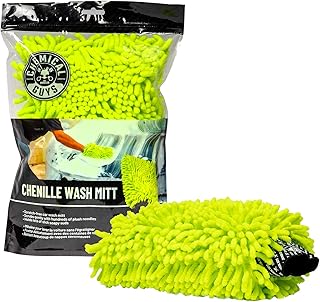 Chemical Guys Chenille Premium Scratch-Free Microfiber Wash Mitt for Car Washing - Lime Green, Ultra-Soft Car Wash Glove, Swirl-Free Finish, Safe for Trucks, SUVs, Motorcycles, and More