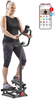 Sunny Health & Fitness Twist Stepper with Handlebar, Stair Step Machine for Cardio Workout, Compact Home Exercise Equipment W/Optional Free SunnyFit App Connection