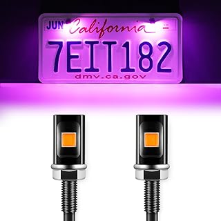 LivTee Super Bright License Plate Light, 12V License Tag Screw Bolt Accessories, Waterproof Black Aluminium Light Holder, Legal for Car Motorcycle Truck RV ATV Bike, Purple(2PCS)